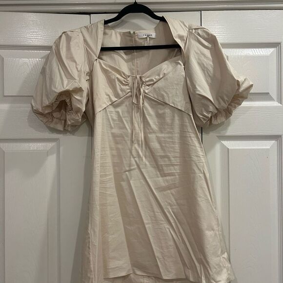 Frame Tie Neck Puff Sleeve Stretch Poplin Minidress medium - Picture 6 of 9